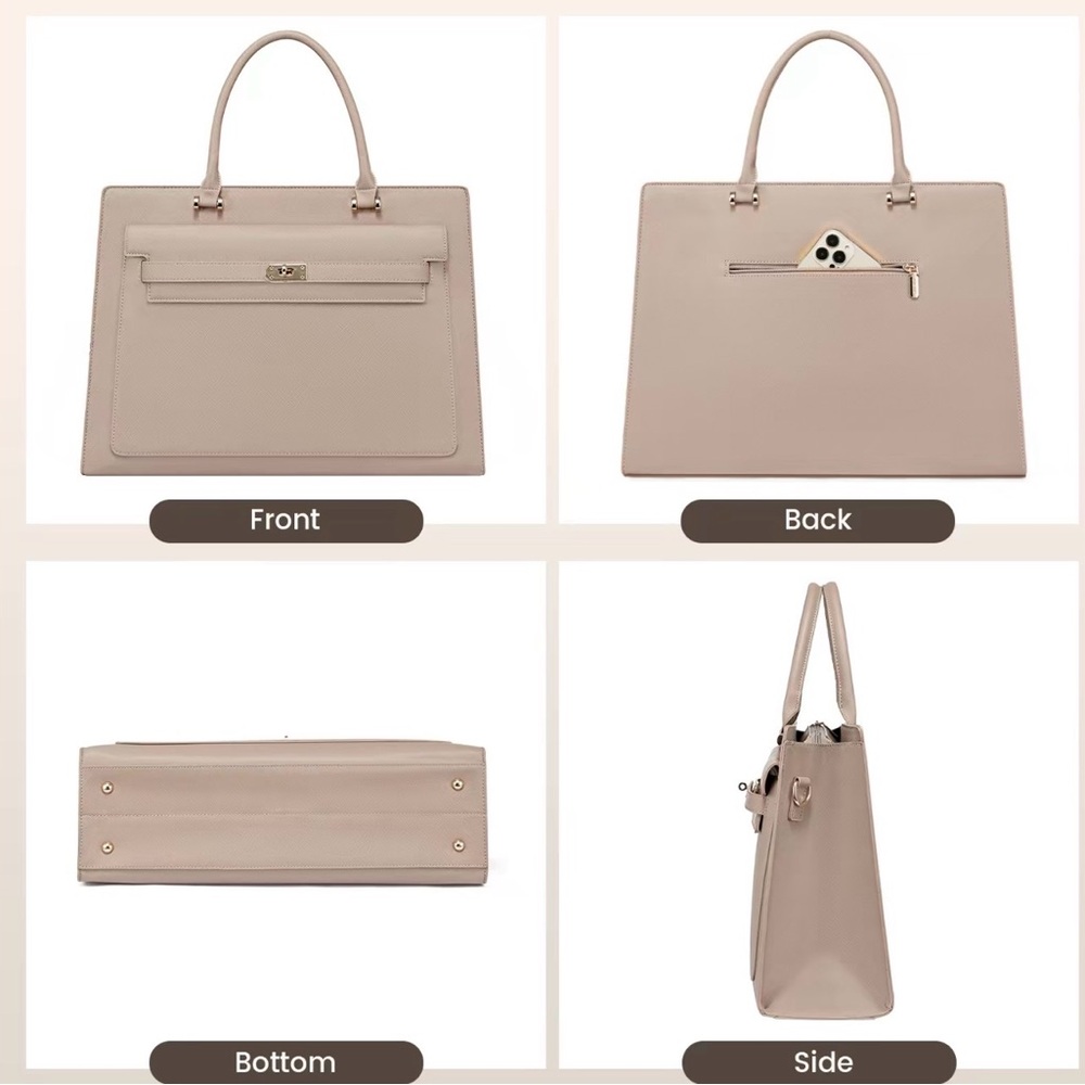 LOVEVOOK 17inch Laptop Handbag for Women,Waterproof PU Leather Crossbody Black - Picture 7 of 11